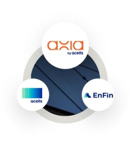 Diagram showing the partnership between Axia by Qcells, Qcells, Enfin PPA, and Home Pro Roofing and Solar