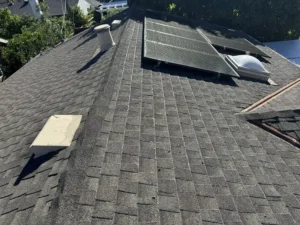 Aging composition shingle roof in Mountain View, CA before replacement by Home Pro Roofing and Solar