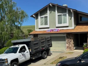 Aging composition shingle roof in Redwood City, CA before replacement by Home Pro Roofing and Solar