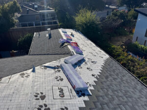 work in progress composition shingle roof replacement on a San Mateo, CA home by Home Pro Roofing and Solar
